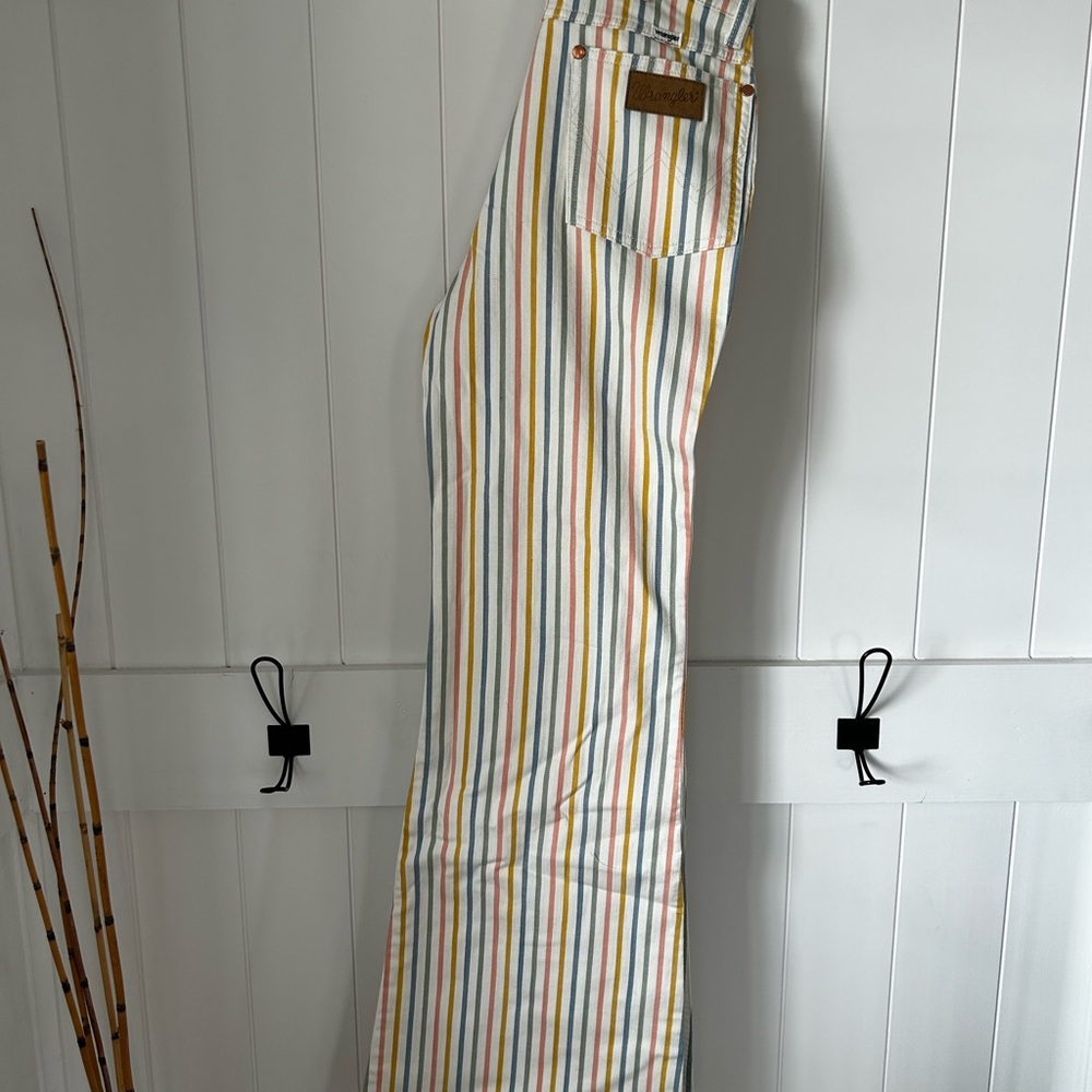 Wrangler High Rise Flare Jeans with Multicolor Stripes